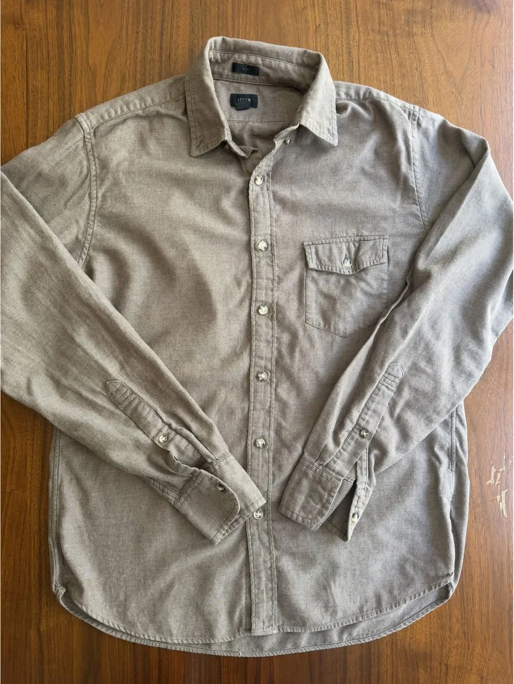 J.Crew Men's Long Sleeve Button-Down Shirt Heathered Brown - Size M